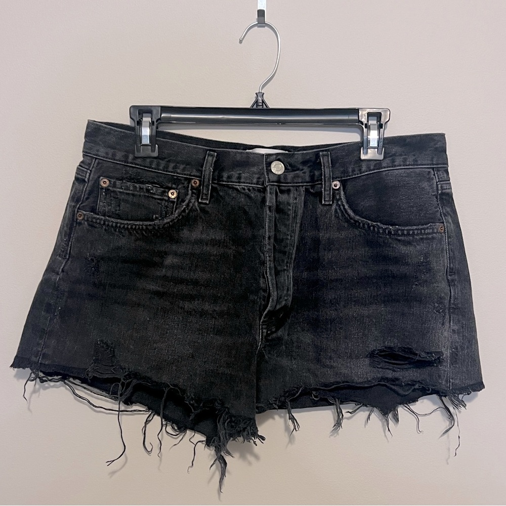 Agolde Parker Faded Black Denim Shorts Size 29